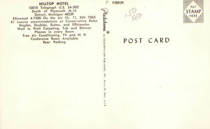 Hilltop Motel - Old Postcard Photo (newer photo)